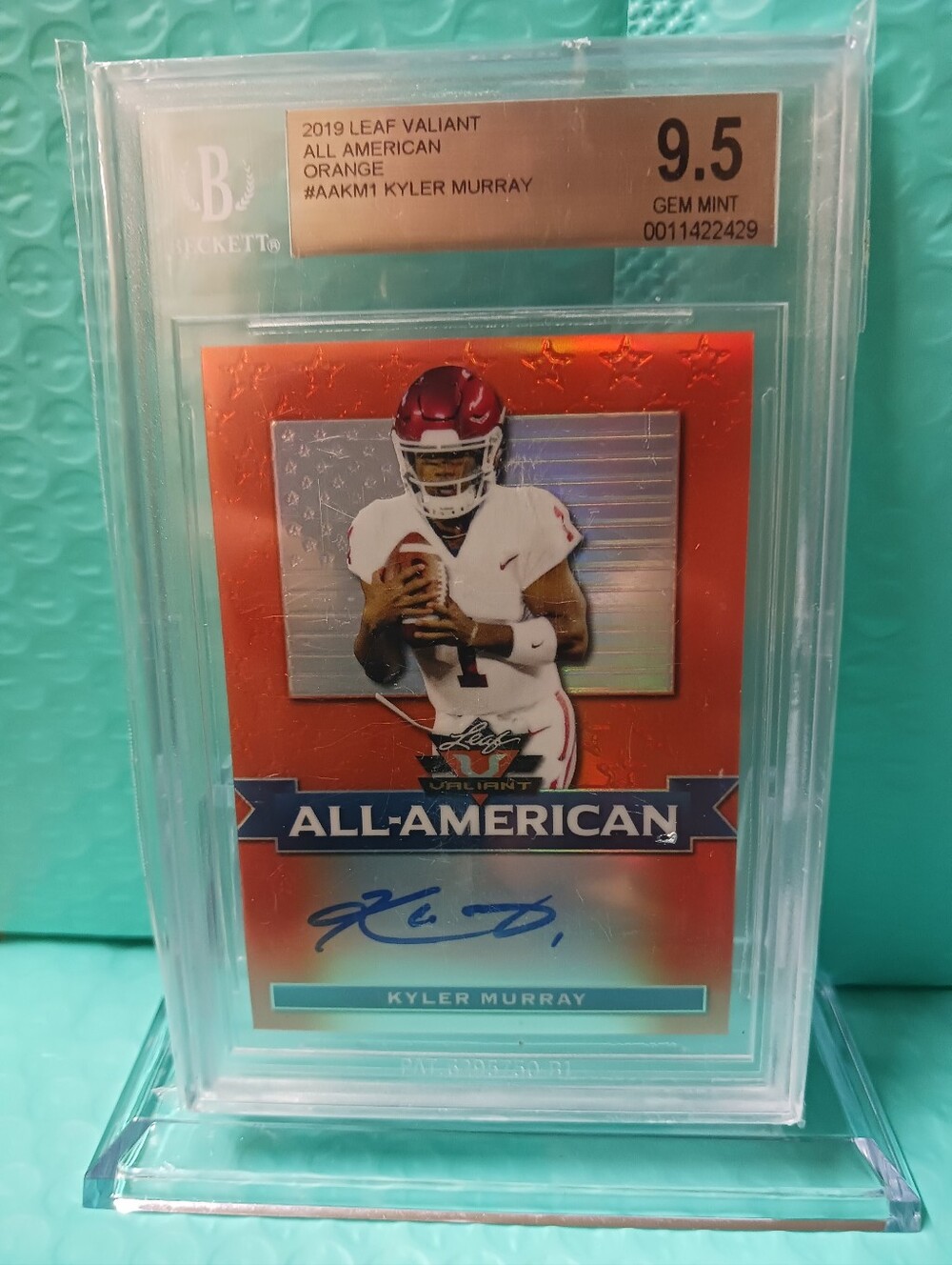 2019 Leaf Valiant All-American Orange Kyler Murray Rookie Card (Auto BGS 10) /50